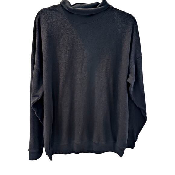 ALO Yoga Sweaters - Alo Yoga Black Pullover Funnel Neck Sweatshirt Fuzzy Texture Size Medium Workout